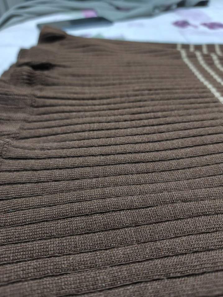 kahverengi triko elbise - Görsel 3