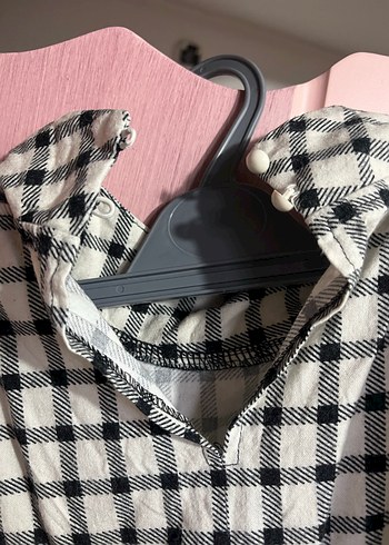 Düğmeli Ekose Mini Elbise - Görsel 4