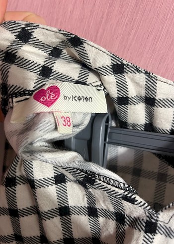 Düğmeli Ekose Mini Elbise - Görsel 5