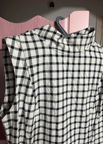 Düğmeli Ekose Mini Elbise - Görsel 3