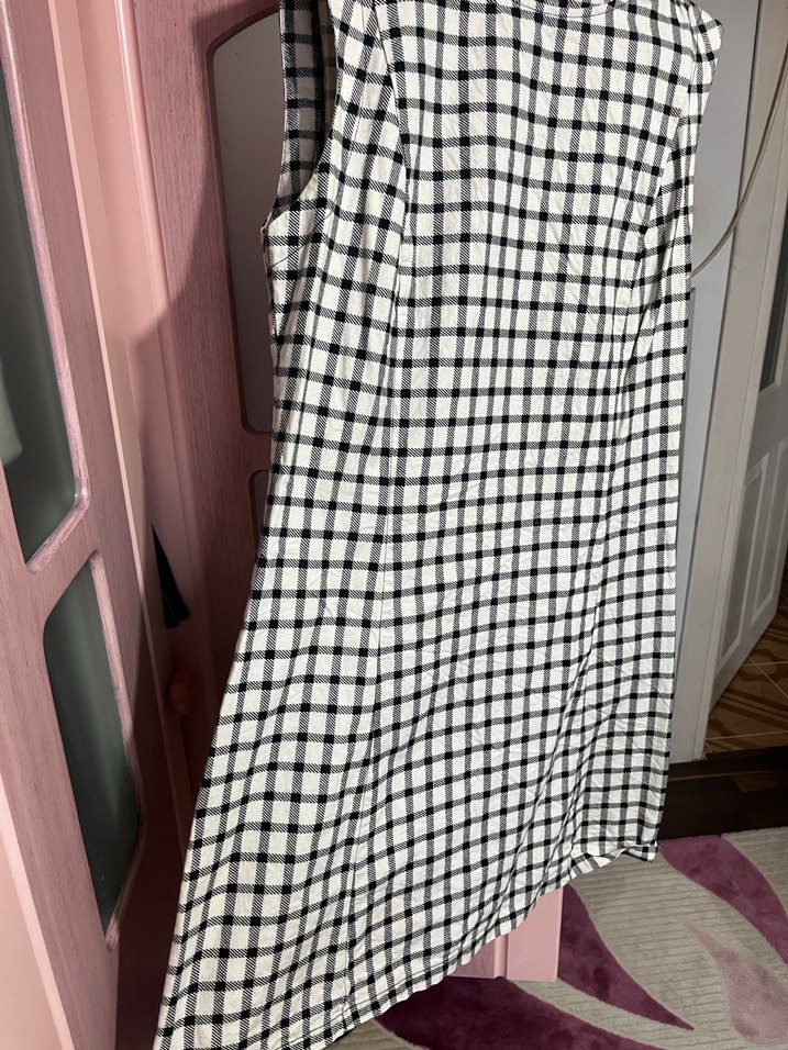 Düğmeli Ekose Mini Elbise - Görsel 2