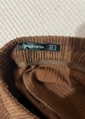 Kahverengi Kadife Fermuarlı Mini Etek - Görsel 3