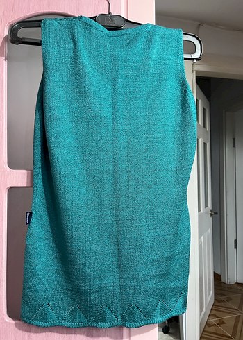 Turkuaz V Yaka Triko Kadın süveter - Görsel 3