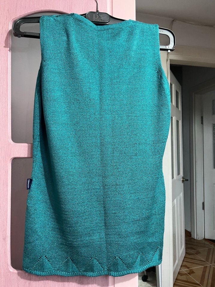 Turkuaz V Yaka Triko Kadın süveter - Görsel 3