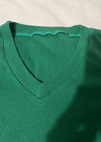 Yeşil V Yaka Kadın Triko - Görsel 2
