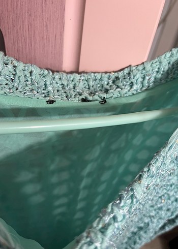 Turkuaz Bohem Örgü Kadın Kazak - Görsel 4