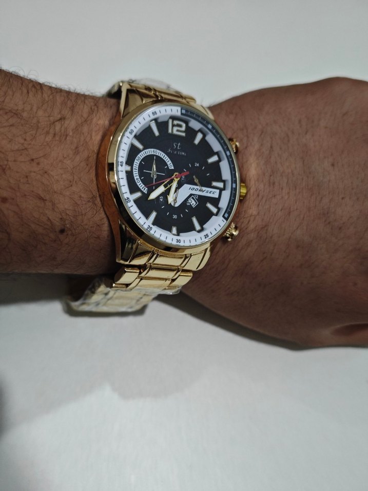 Parlak Altın Renkli Klasik Erkek Saati - Görsel 2