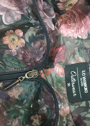 Çiçek Desenli Uzun Bohem yağmurluk - Görsel 3