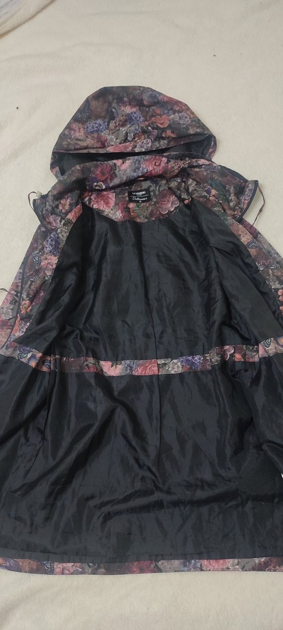 Çiçek Desenli Uzun Bohem yağmurluk - Görsel 5