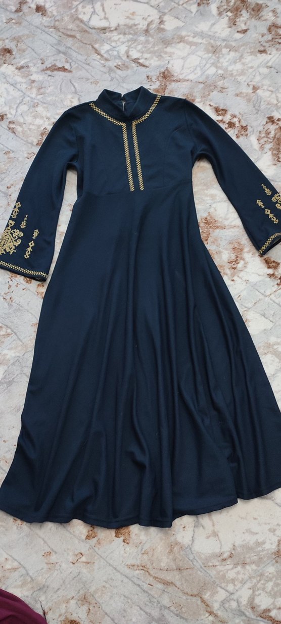 Uzun Kol Drapeli Bordo Bohem Elbise - Görsel 2