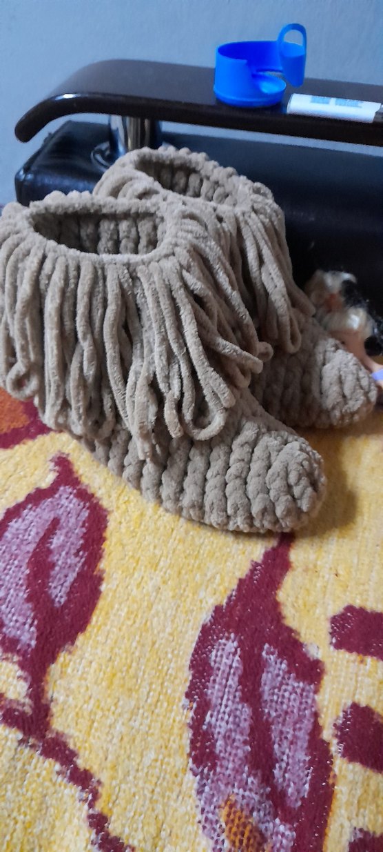 Kahverengi Bohem bayan Örgü Ev Terliği - Görsel 2