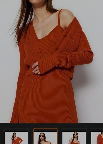 Midi Triko Hırka Elbise Takım - Görsel 3