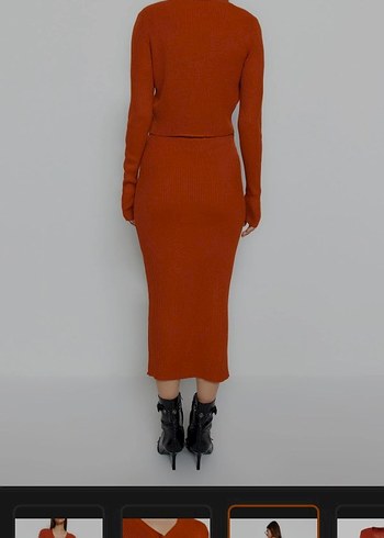 Midi Triko Hırka Elbise Takım - Görsel 4