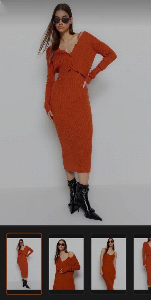 Midi Triko Hırka Elbise Takım - Görsel 2