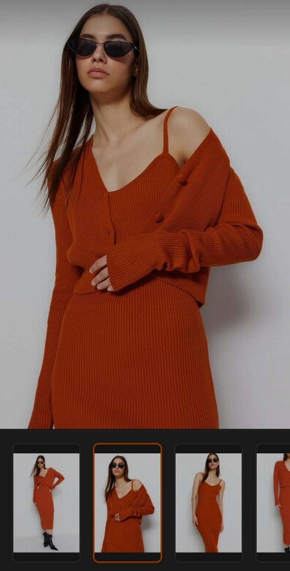 Midi Triko Hırka Elbise Takım - Görsel 3