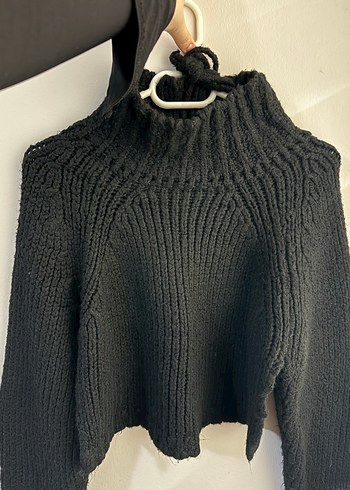 Sırtı Bağcıklı Siyah Mini Kazak - Görsel 2