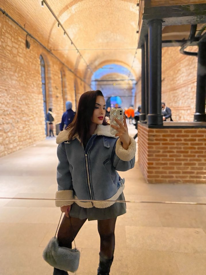 Düğmeli Gri Mini Etek - Görsel 4