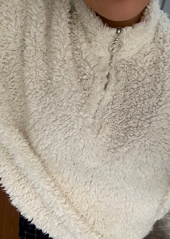 Kadın Beyaz Pofuduk Yüksek Yaka sweat - Görsel 3