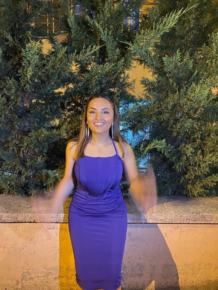 Korse detaylı Mor Drapeli Uzun Kadın Abiye Elbise - Görsel 3