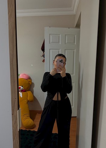 Siyah Yüksek Yakalı Uzun Kollu alt üst takım - Görsel 3