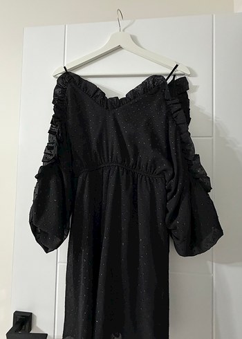 Siyah Fırfırlı Mini Gotik Elbise - Görsel 2