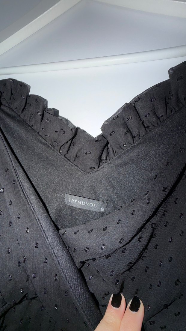 Siyah Fırfırlı Mini Gotik Elbise - Görsel 3