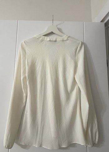 Düğmeli V Yaka Kadın Keten Gömlek - Görsel 3