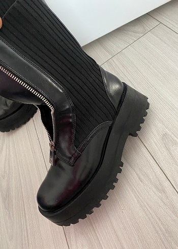 Kadın Siyah Deri Goth Platform Bot - Görsel 2