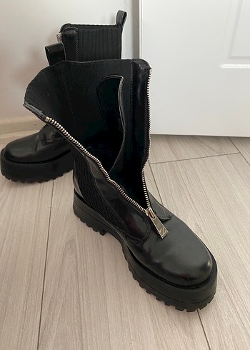 Kadın Siyah Deri Goth Platform Bot - Görsel 4