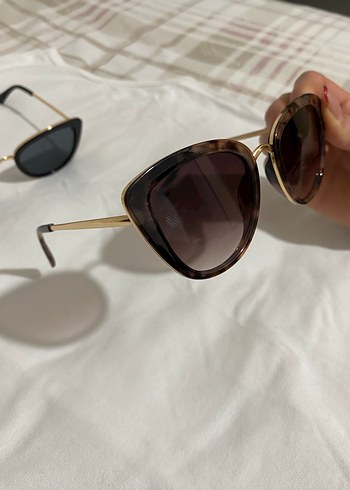 Şeffaf kahverengi retro kadın güneş gözlüğü - Görsel 2