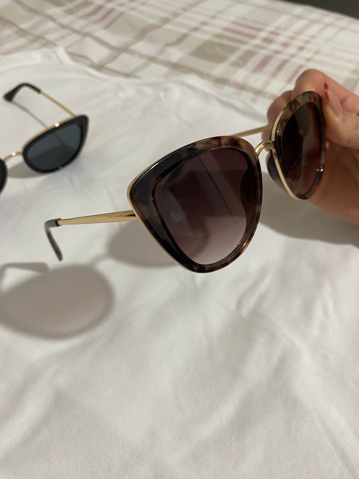 Şeffaf kahverengi retro kadın güneş gözlüğü - Görsel 2