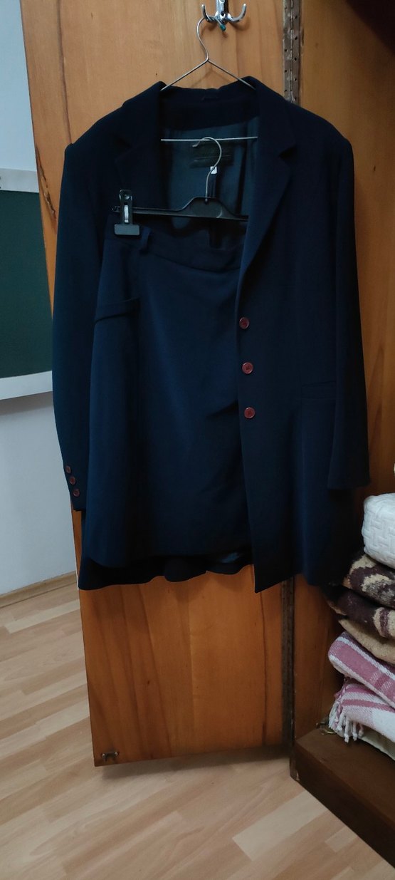 Lacivert Kadın Uzun Ceketli Takım Elbise - Görsel 2