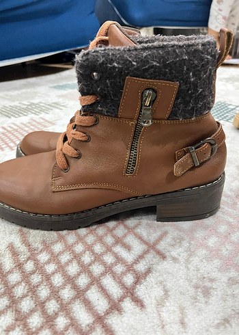 Bohem Tarz Kahverengi Deri Kadın Bot - Görsel 2