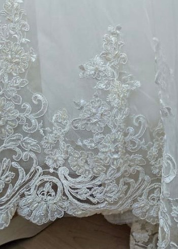 V Yaka İnce Askılı Vintage Prenses Gelinlik - Görsel 5