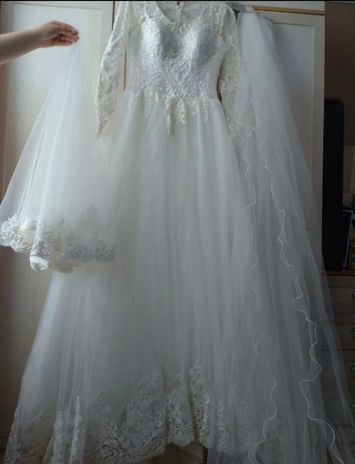 V Yaka İnce Askılı Vintage Prenses Gelinlik - Görsel 2