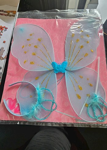 Mavi Kelebek Kanatlı Kız Aksesuar Seti - Görsel 4