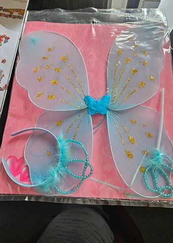 Mavi Kelebek Kanatlı Kız Aksesuar Seti - Görsel 3