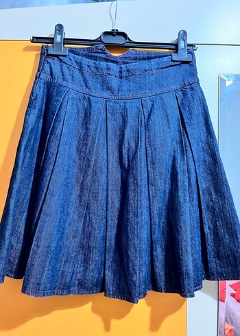 Kız Çocuk Mavi Pilili Kot Etek - Görsel 2