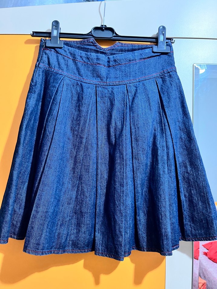 Kız Çocuk Mavi Pilili Kot Etek - Görsel 2