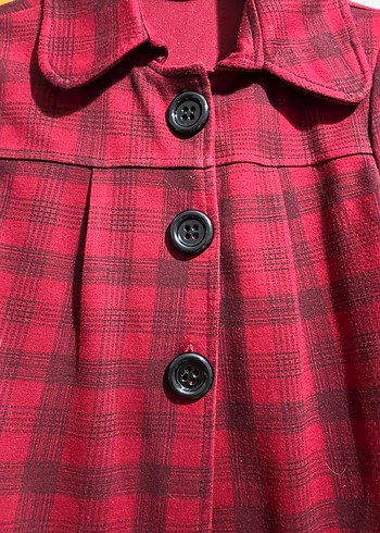 Düğmeli Bordo Ekose Kısa Kollu hırka - Görsel 3