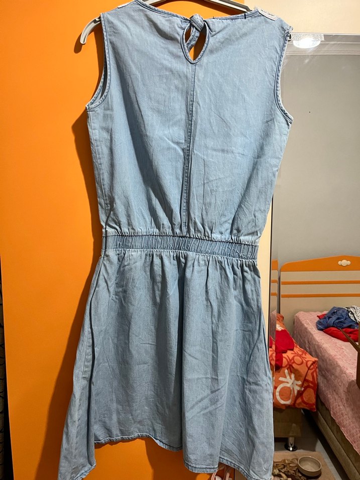 Nakışlı Kot Midi Elbise - Görsel 2