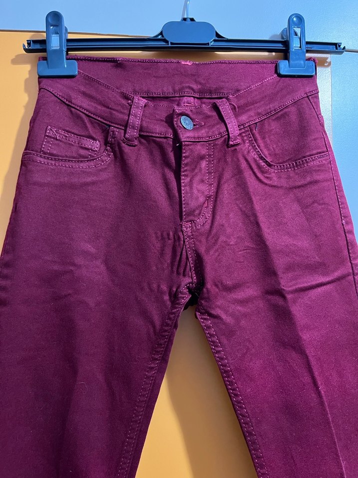 Bordo Yüksek Bel Kadın Pantolon - Görsel 3