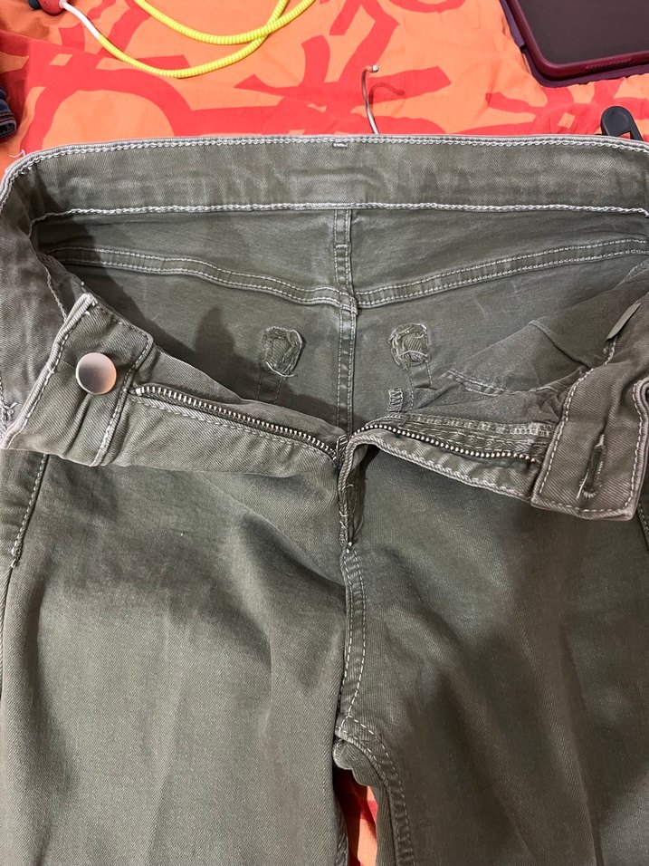 Kadın Haki Renk Kemerli Denim Pantolon - Görsel 3