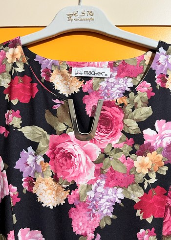 Çiçek Desenli Pileli Midi Elbise - Görsel 5