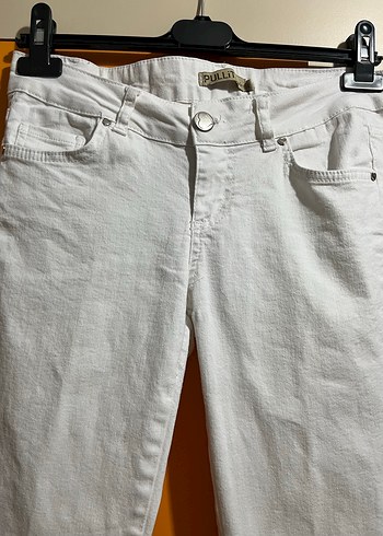 Beyaz Kemerli Kadın Kot Pantolon - Görsel 4