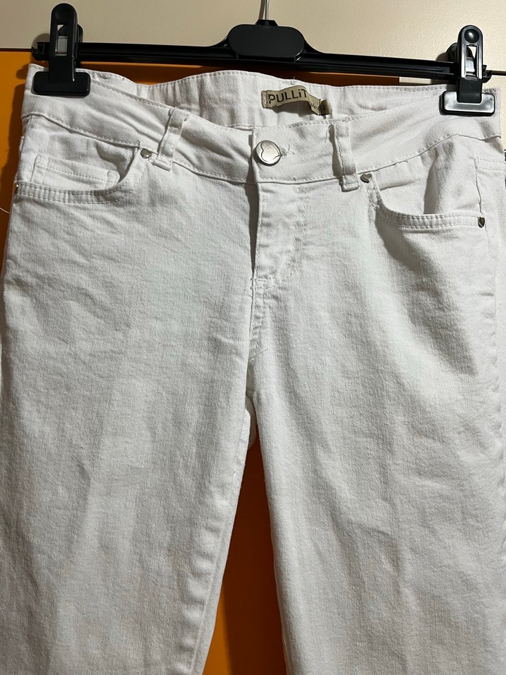 Beyaz Kemerli Kadın Kot Pantolon - Görsel 4