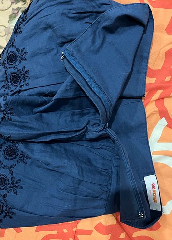 Nakışlı Volanlı Koyu Lacivert Mini Etek - Görsel 4