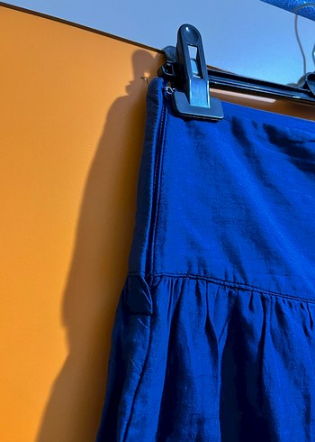 Nakışlı Volanlı Koyu Lacivert Mini Etek - Görsel 3