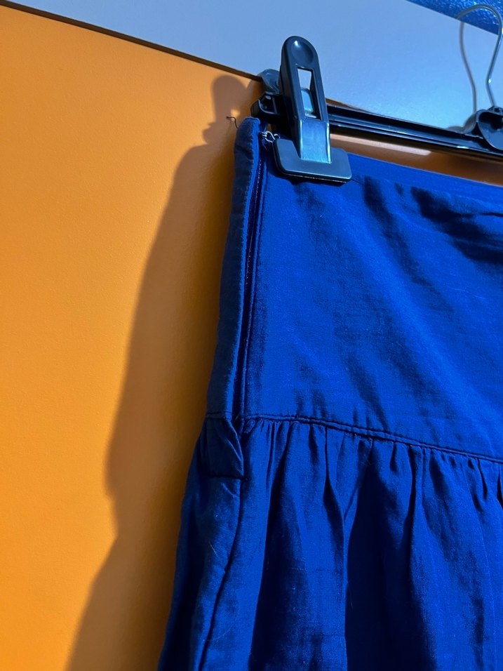 Nakışlı Volanlı Koyu Lacivert Mini Etek - Görsel 3