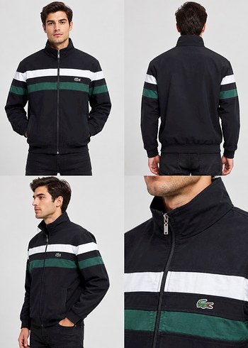 Lacoste Siyah Cizgili Spor Ceket